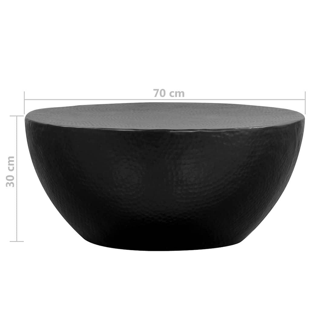 vidaXL Coffee Table Hammered Aluminium 70x30 cm Black