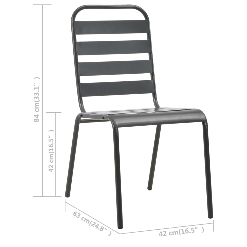 vidaXL Outdoor Chair | Set of 2 | Dark Grey | E-coated and powder-coated steel