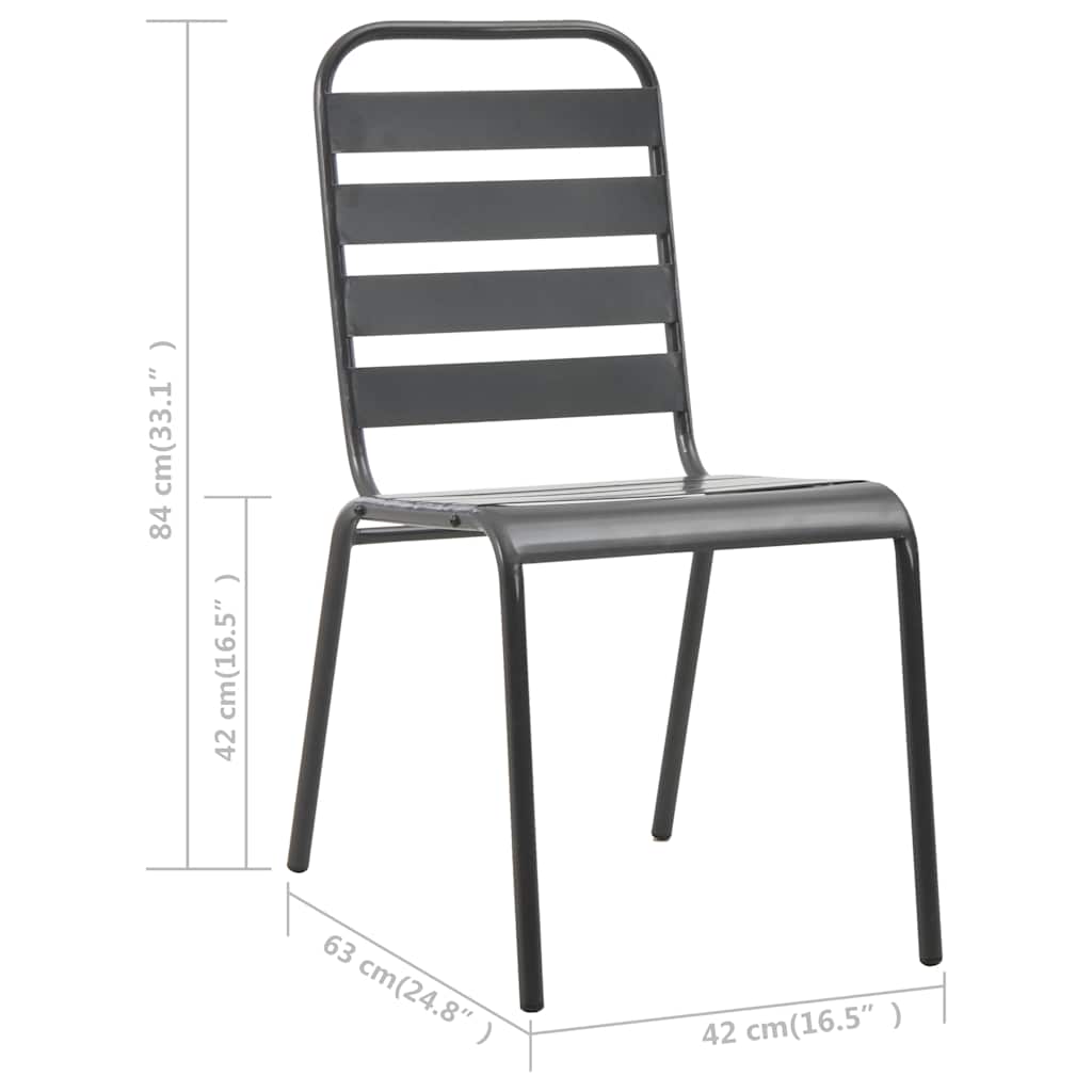44257 vidaXL Stackable Outdoor Chairs 2 pcs Steel Grey