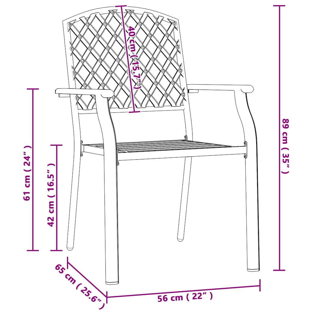 44265 vidaXL Stackable Outdoor Chairs 2 pcs Steel Anthracite