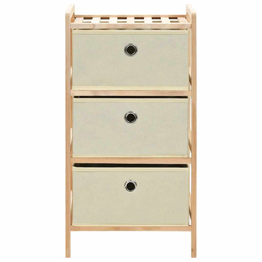 246433 vidaXL Storage Rack with 3 Fabric Baskets Cedar Wood Beige