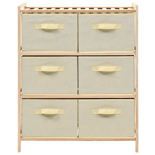 246439 vidaXL Storage Rack with 6 Fabric Baskets Cedar Wood Beige