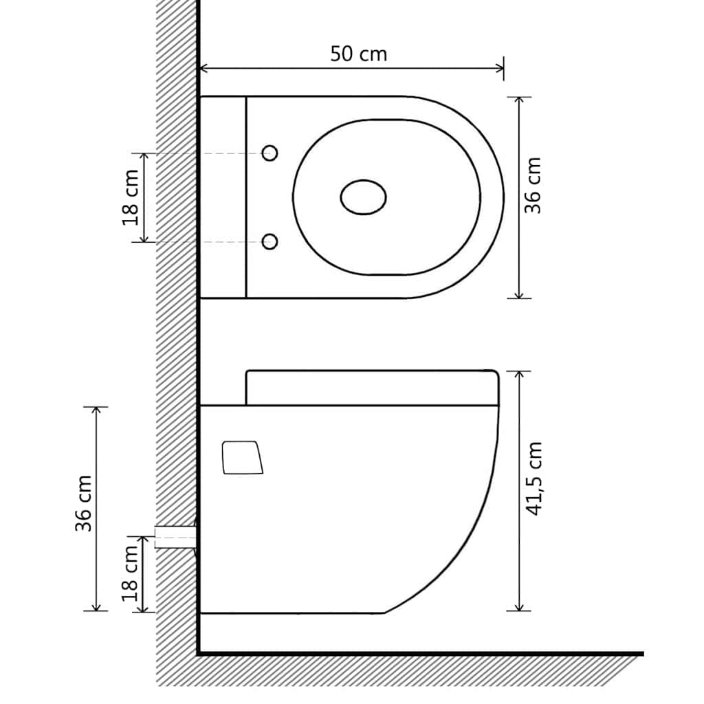 vidaXL Wall-Hung Toilet Ceramic White