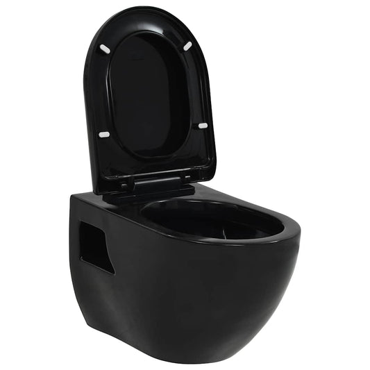 vidaXL Wall-Hung Toilet Ceramic Black