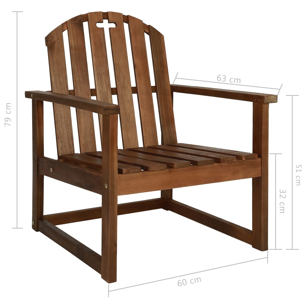 vidaXL Garden Chair | Set of 2 | Wooden brown | Solid Acacia wood | Medium
