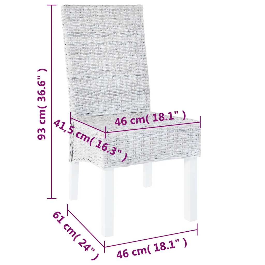 vidaXL Dining Chairs 2 pcs Light Brown Kubu Rattan and Mahogany Wood