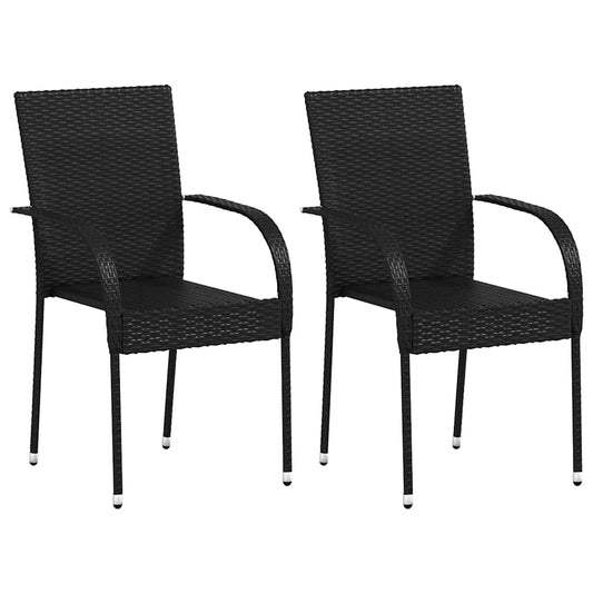 44238 vidaXL Stackable Outdoor Chairs 2 pcs Poly Rattan Black