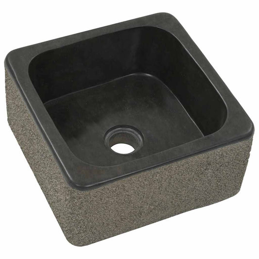 142779 vidaXL Sink 30x30x15 cm Riverstone Black