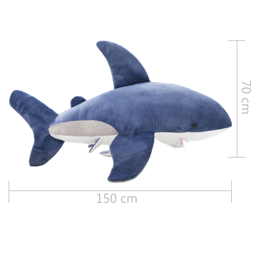 vidaXL White Shark Cuddly Toy Plush Blue and White
