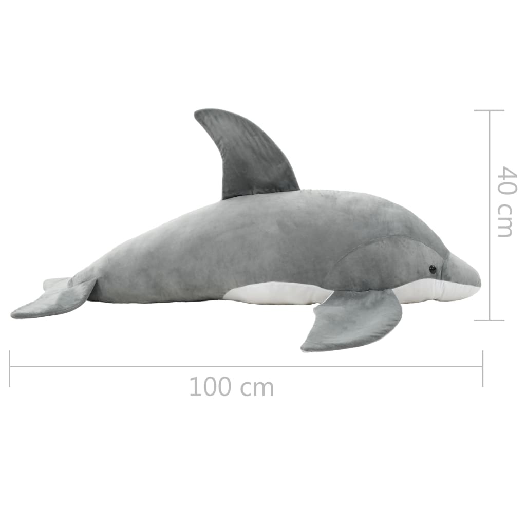 80230 vidaXL Dolphin Cuddly Toy Plush Grey
