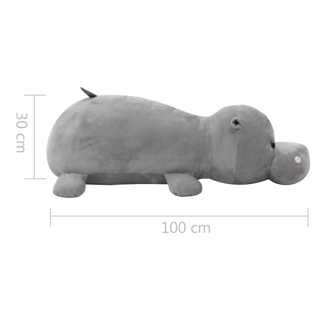 80245 vidaXL Hippo Cuddly Toy Plush Grey