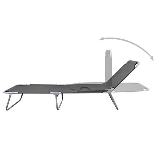 vidaXL Sunlounger | Grey | Powder-coated steel | 189 x 58 x 27 cm | Foldable