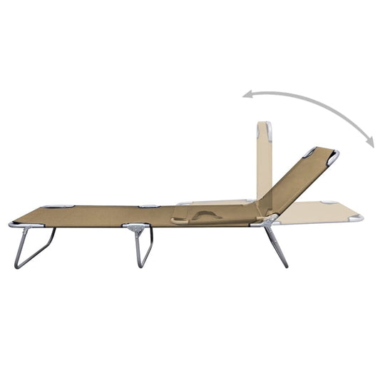 vidaXL Sunlounger | Taupe | Powder-Coated Steel | 189 x 58 x 27 cm | Foldable
