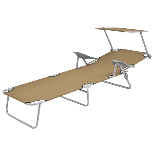 vidaXL Sunlounger | Taupe | Powder-coated steel, Oxford fabric | Medium