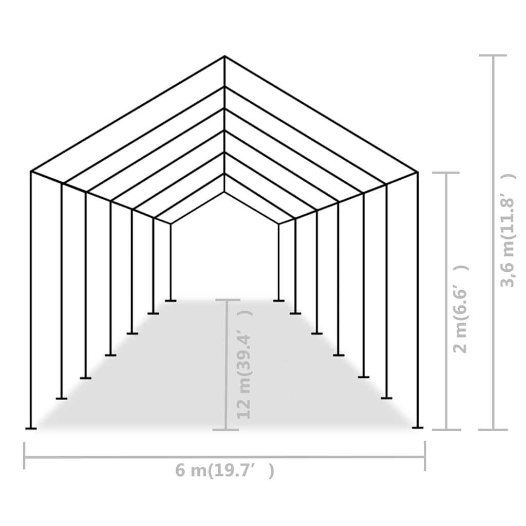 vidaXL Party Tent PE 6x12 m Grey