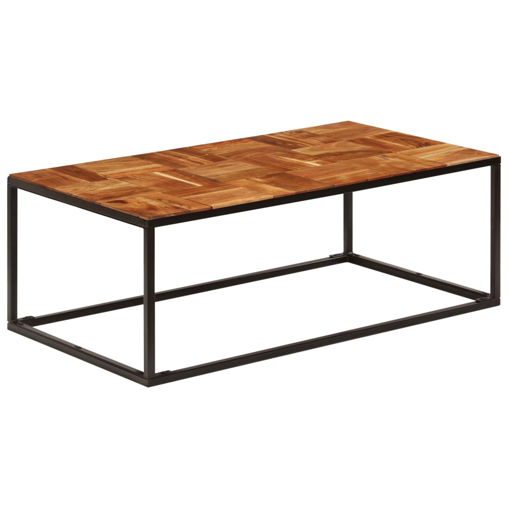vidaXL Coffee Table | Brown and Black | Solid Acacia Wood and Steel | Standard