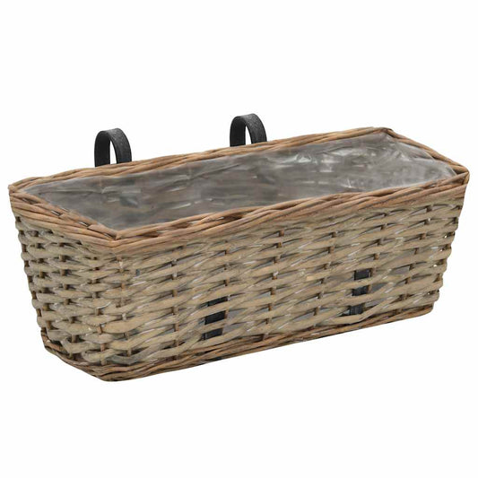 246828 vidaXL Balcony Planter 2 pcs Wicker with PE Lining 40 cm