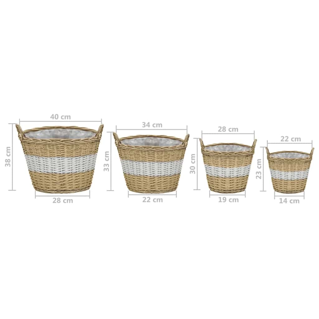 vidaXL Raised Bed 4 pcs Wicker with PE Lining