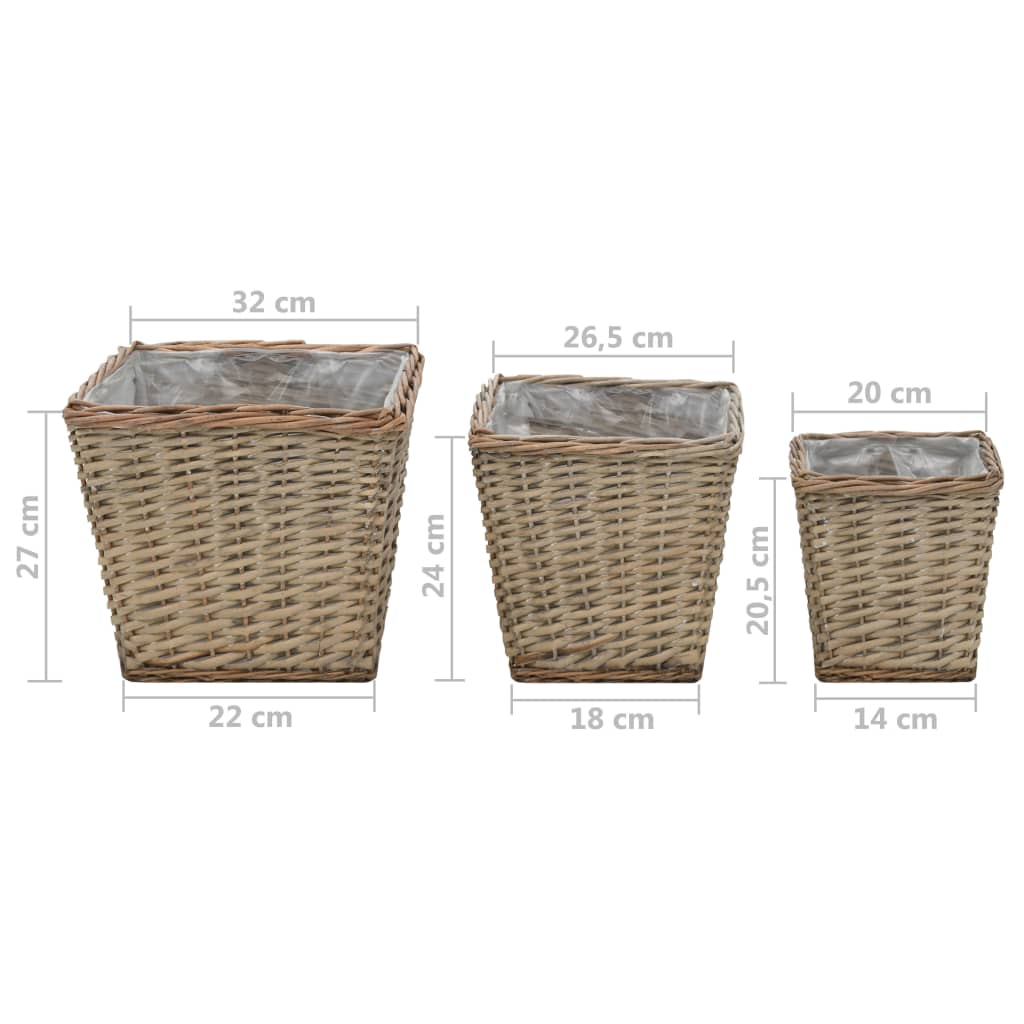 246833 vidaXL Raised Bed 3 pcs Wicker with PE Lining