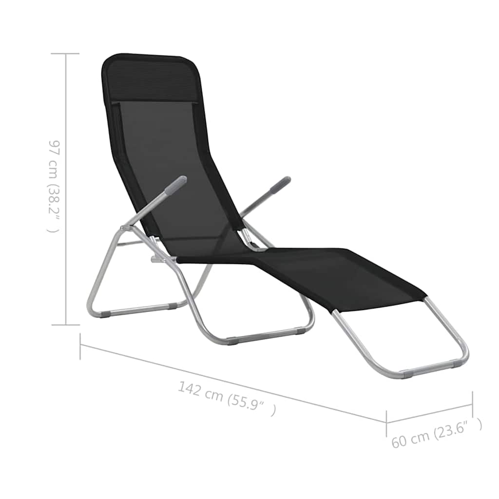 44338 vidaXL Folding Sun Loungers 2 pcs Textilene Black
