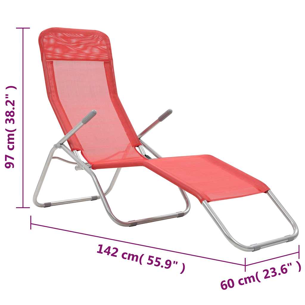 44339 vidaXL Folding Sun Loungers 2 pcs Textilene Red