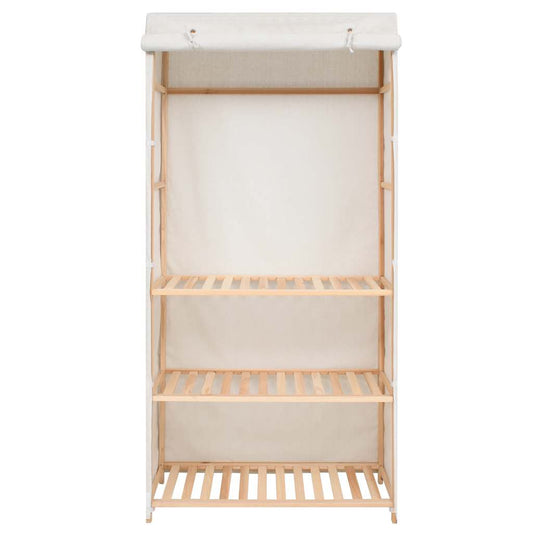 vidaXL Wardrobe | White | Solid fir wood and fabric | 79x40x170 cm