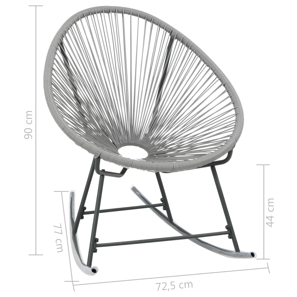 vidaXL Rocking Chair | Grey | Polyethylene rattan, powder-coated steel