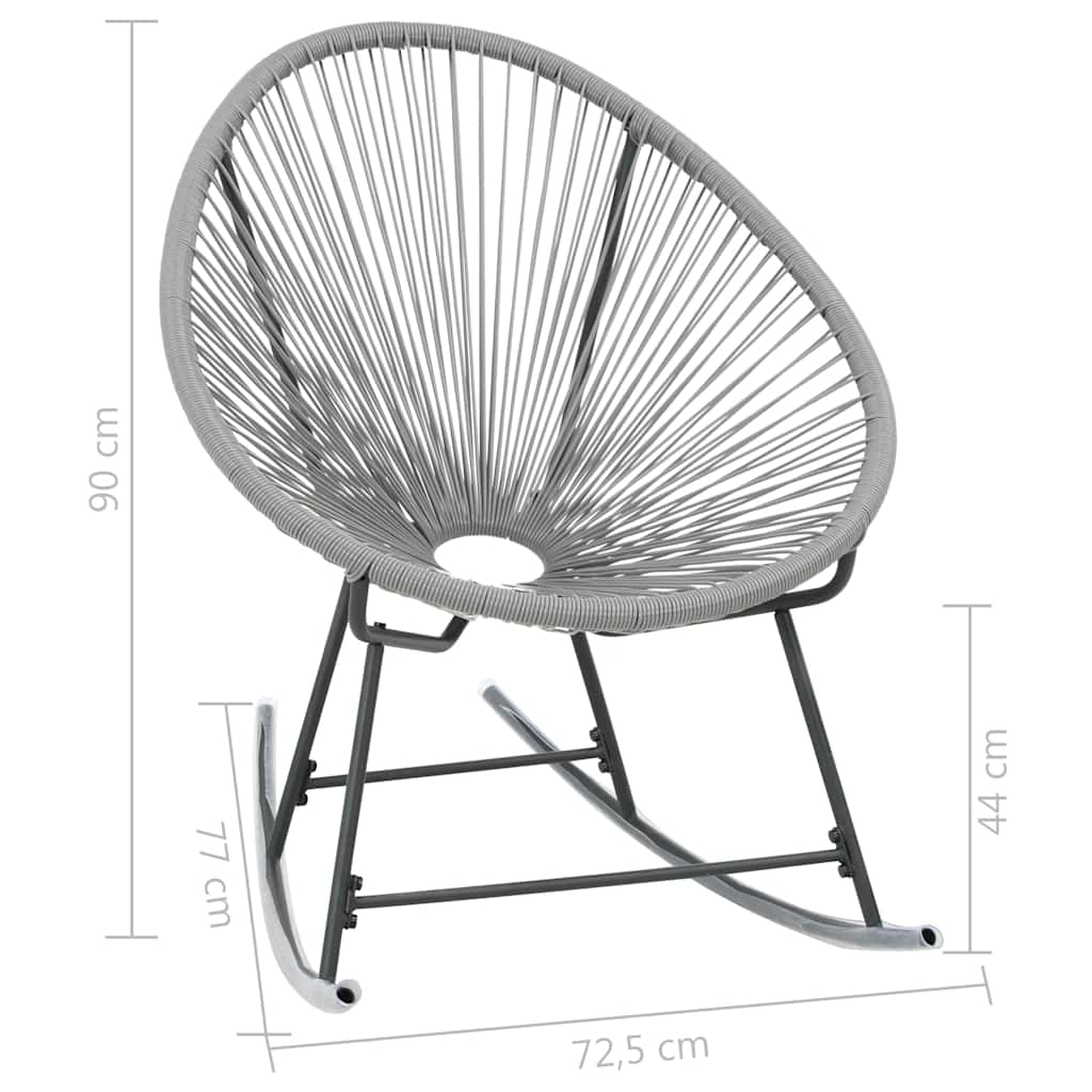 44482 vidaXL Outdoor Rocking Moon Chair Grey Poly Rattan