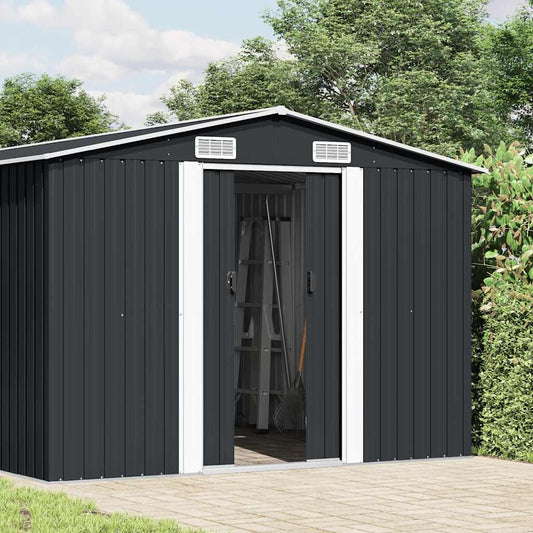 vidaXL Garden Shed | Anthracite | Galvanised Steel | Large | Garden Shed