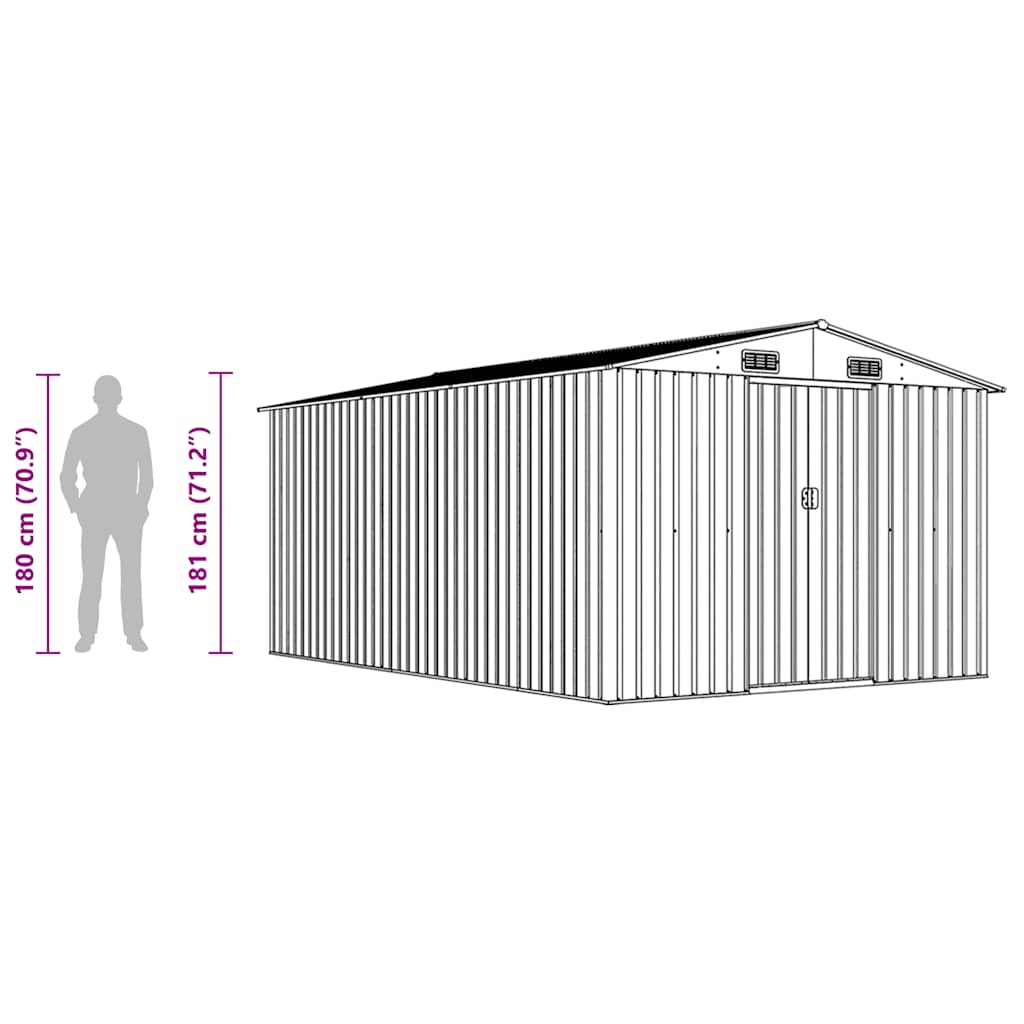 vidaXL Garden Shed 257x392x181 cm Metal Anthracite
