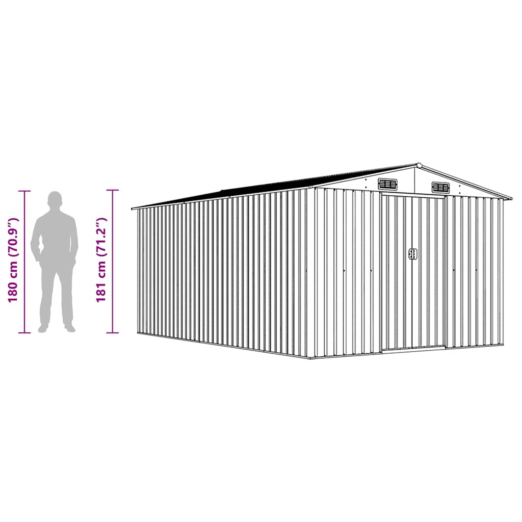 vidaXL Garden Shed 257x392x181 cm Metal Brown
