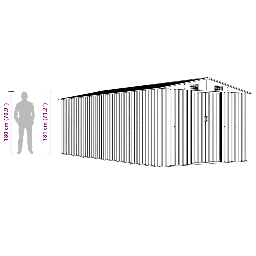 vidaXL Garden Shed 257x489x181 cm Metal Anthracite