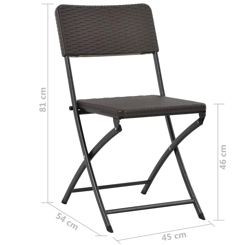 vidaXL Folding Chairs 2 pcs HDPE and Steel Brown