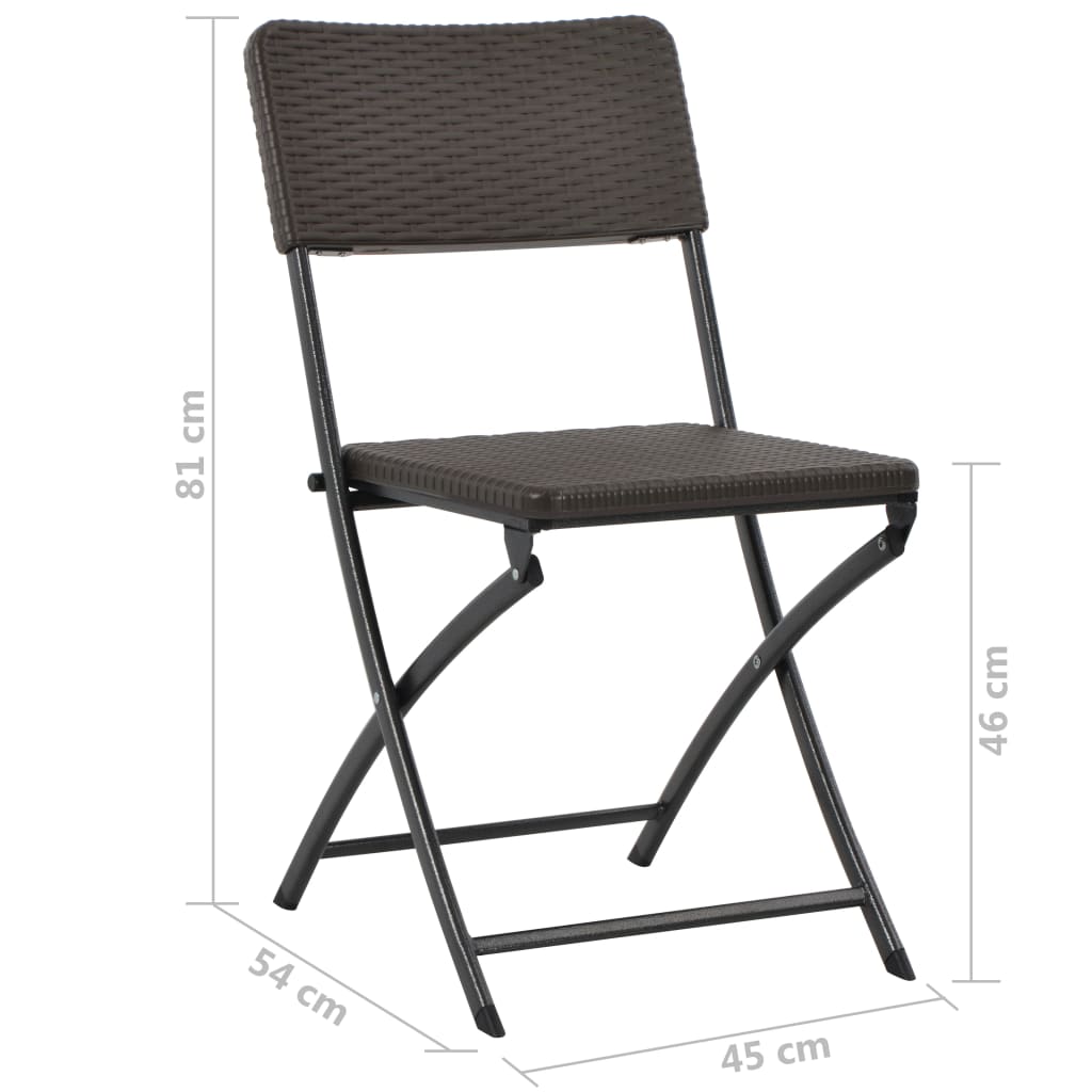 vidaXL Folding Garden Chairs 2 pcs HDPE and Steel Brown
