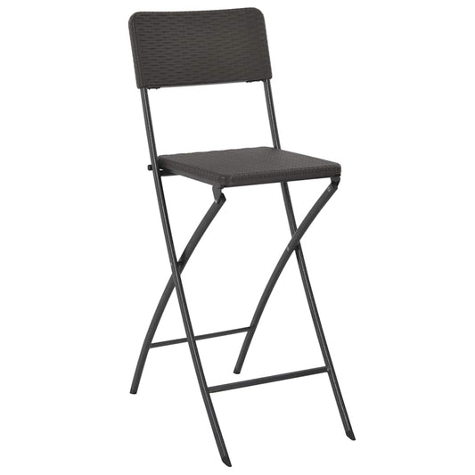 44558 vidaXL Folding Bar Chairs 2 pcs HDPE and Steel Brown Rattan Look