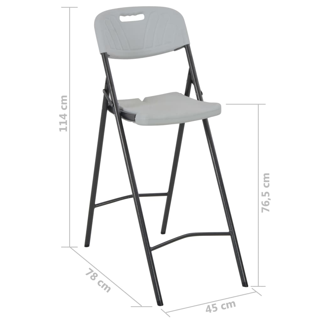 44561 vidaXL Folding Bar Chairs 2 pcs HDPE and Steel White