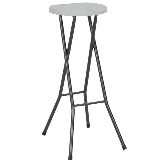 vidaXL Bar Chair | Set of 2 | White | HDPE and powder-coated steel | Foldable