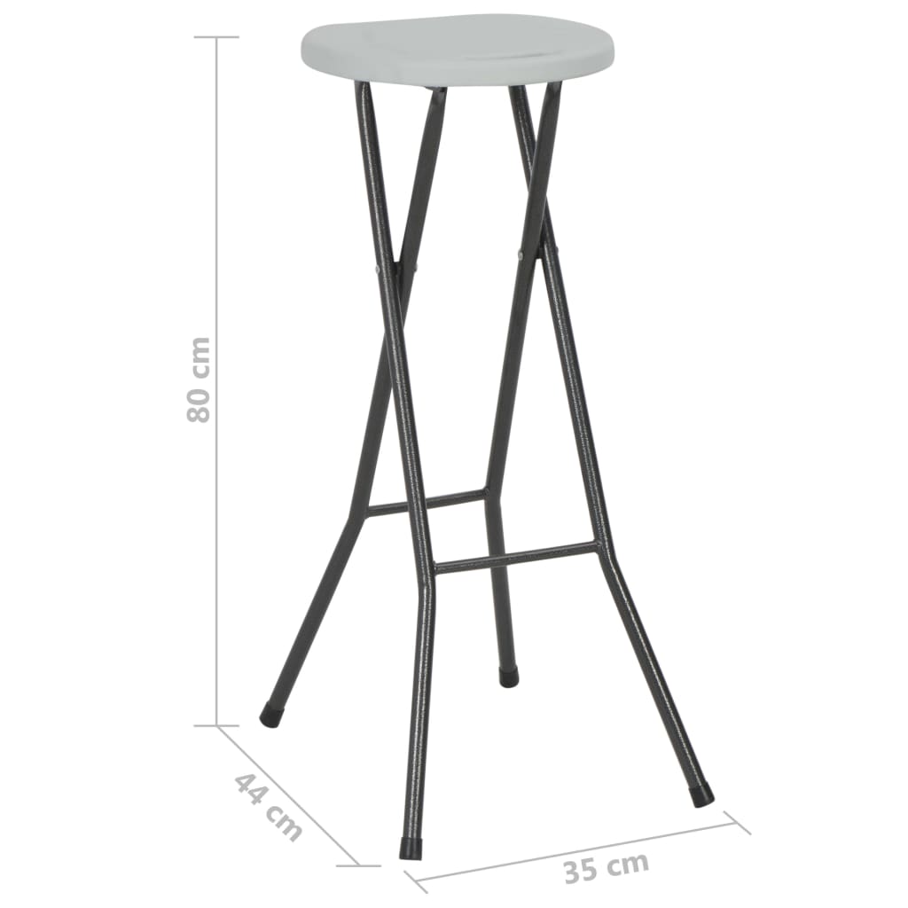 vidaXL Bar Chair | Set of 2 | White | HDPE and powder-coated steel | Foldable