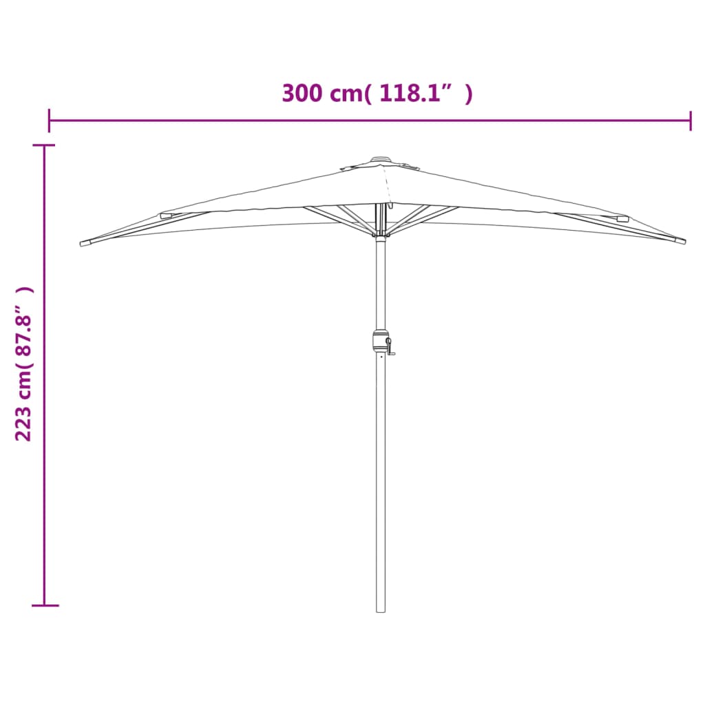 44592 vidaXL Balcony Parasol with Aluminium Pole Green 300x155 cm Half