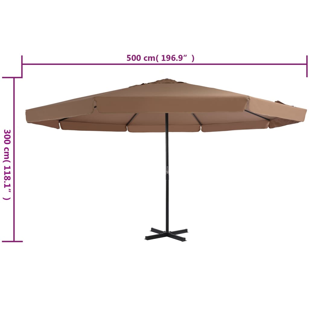 vidaXL Garden Parasol | Taupe | Polyester, Aluminium | Large