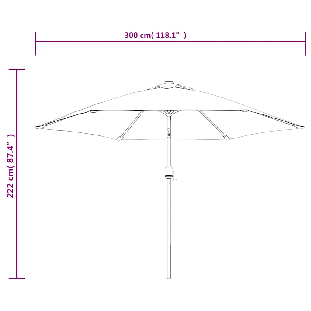 vidaXL Outdoor Parasol with Metal Pole 300 cm Taupe