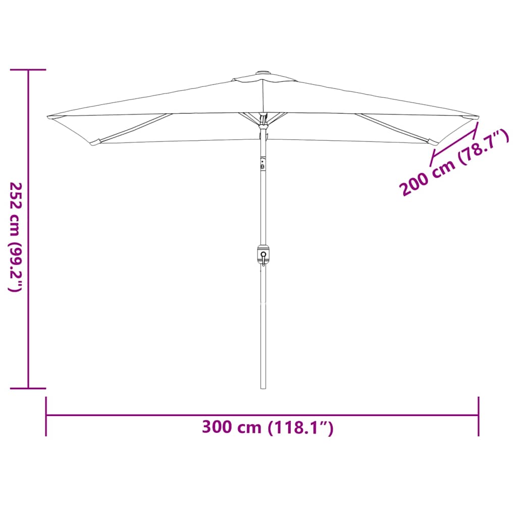 vidaXL Garden Parasol with Metal Pole 300x200 cm Bordeaux Red