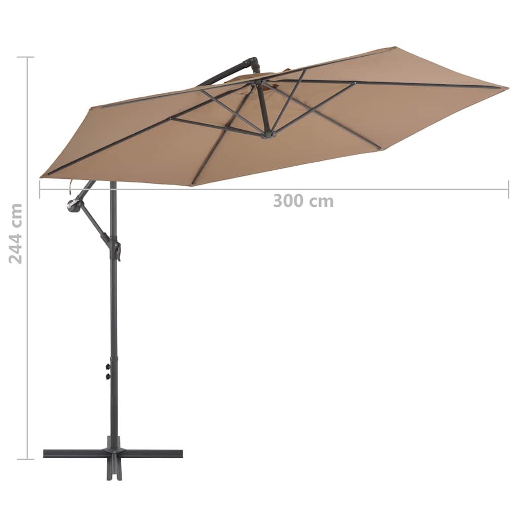 vidaXL Cantilever Garden Parasol with Aluminium Pole 300 cm Taupe