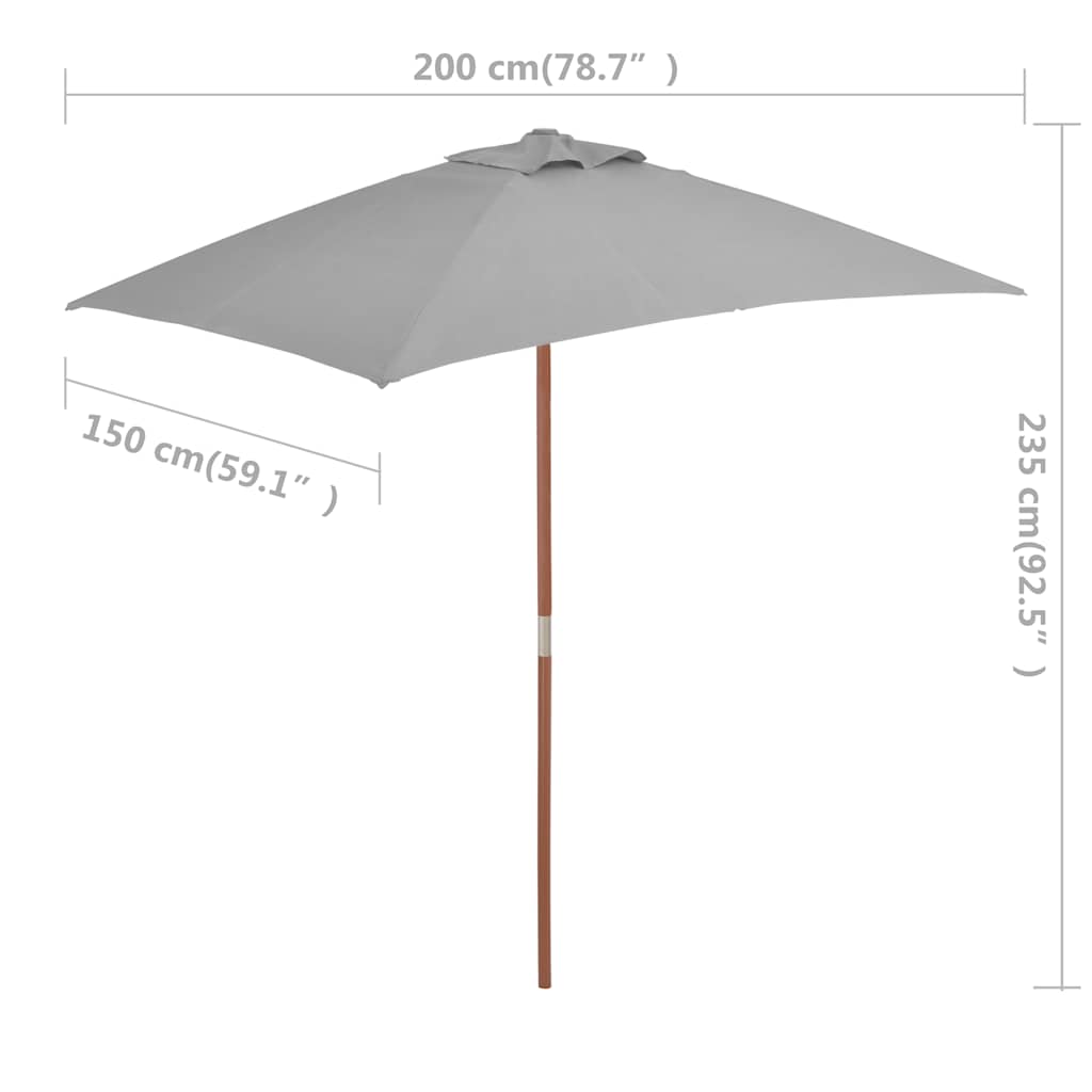 vidaXL Garden Parasol | Anthracite | Polyester, Laminated bamboo, Hardwood