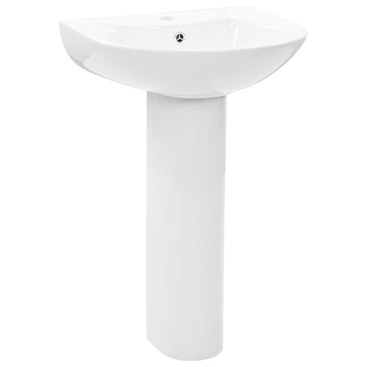 vidaXL Freestanding Basin with Pedestal Ceramic White 520x440x190 mm