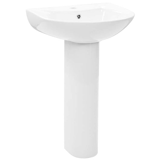 142999 vidaXL Freestanding Basin with Pedestal Ceramic White 520x440x190 mm
