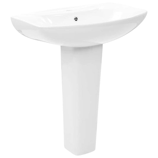 143001 vidaXL Freestanding Basin with Pedestal Ceramic White 650x520x200 mm