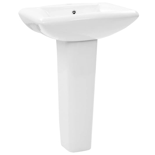 143003 vidaXL Freestanding Basin with Pedestal Ceramic White 580x470x200 mm