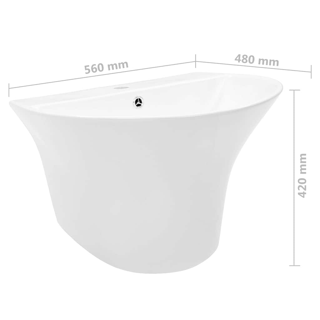 vidaXL Basin White 56 x 48 x 42 cm Glazed Ceramic