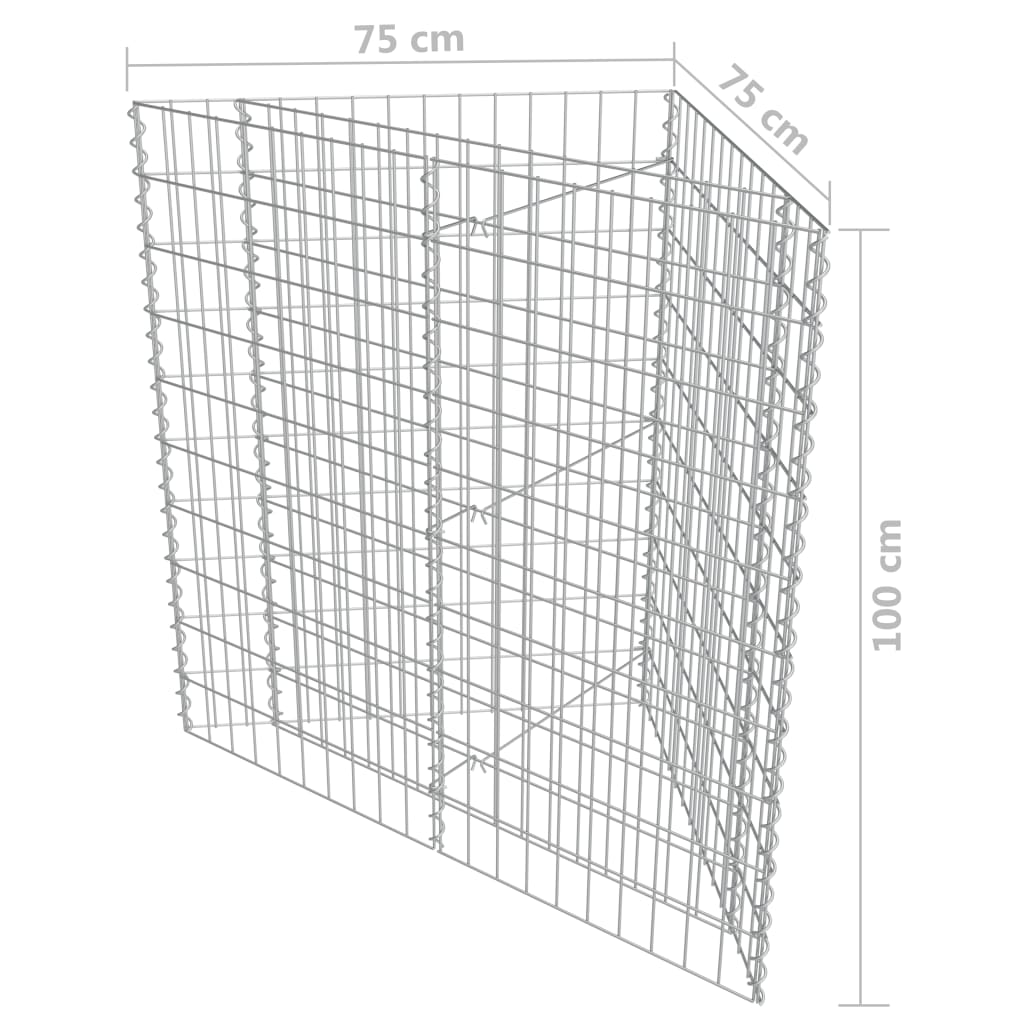 vidaXL Gabion Raised Bed | Silver | Galvanised steel | 75x75x100 cm | Durable